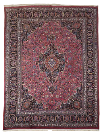 Traditional Floral Mashad Persian Wool Area Rug 10x13