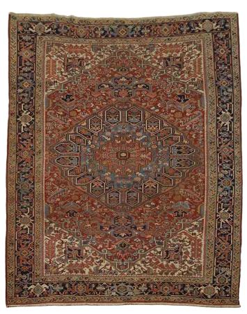 Antique Heriz Serapi Persian Wool Area Rug 9x11
