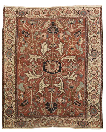 Pre-1900 Antique Heriz Serapi Persian Large Rug 10'x12'