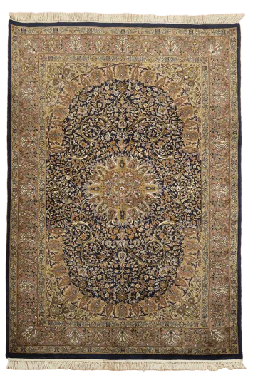 Luxurious Traditional Floral Navy Blue Sarouk Area Rug 6'x8'