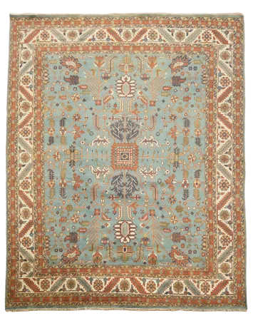 12'x15' All-Over Aqua Blue Ziegler Hand-Knotted Wool Rug