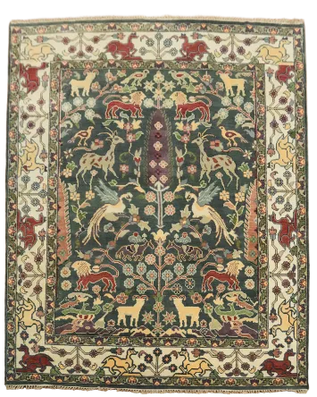 Dark Green Hunting Design animal-themed Ziegler Wool Rug 8'x10'
