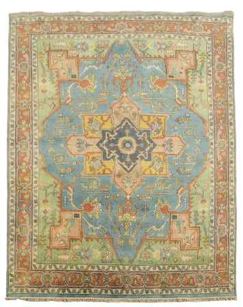 Traditional Blue and Green Persian Style Living Room Rug 8'x10'