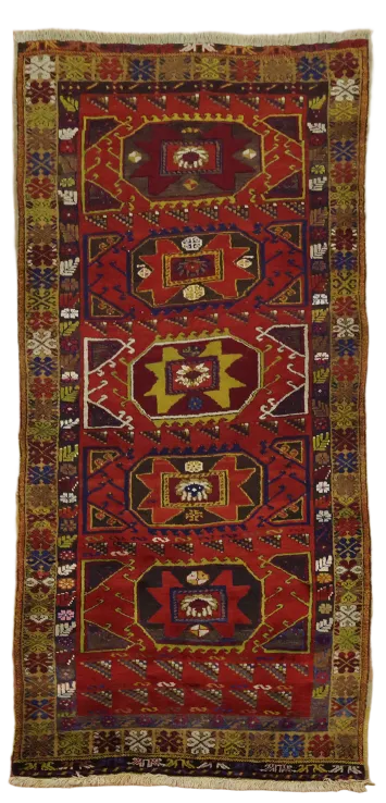 Vintage Wool Anatolian Turkish Rug 4x8