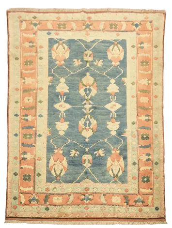 Blue Anatolian Turkish Wool Rug 6x8
