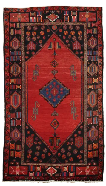 Hamedan Persian Wool Geometric Rug 5x9