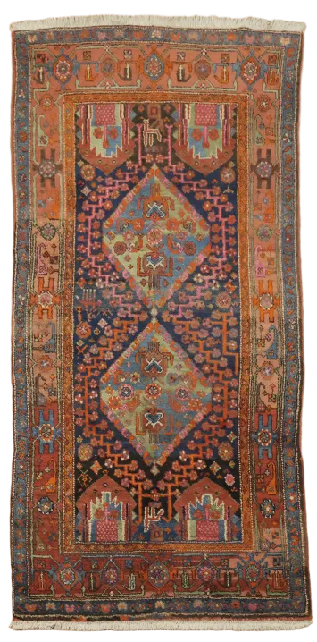 Blue Heriz Serapi Persian Runner Wool Rug 4x9