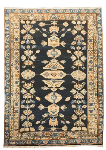 Blue Tribal Lori Persian Wool Area Rug 7x9