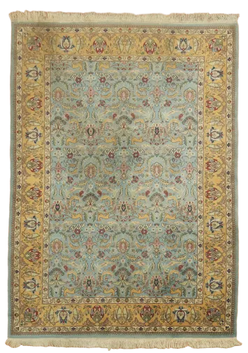 Blue Vintage Tabriz Oriental Wool Area Rug 8x11