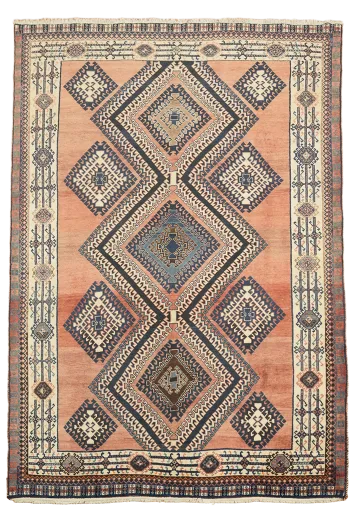 Vintage Hand-Knotted Shiraz Persian Area Rug 7'x10'