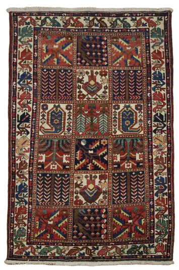 Garden Design Persian Bakhtiari Vintage Wool Rug 5'x7'