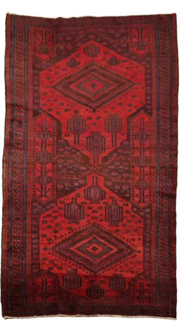 Balouch Persian Hand-Knotted Vintage Wool Rug 5x9