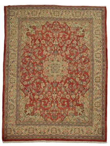 Mahal Persian Area Rug, Hand-Knotted, Vintage Wool Rug 10'x13'