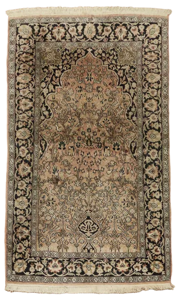 Vintage Kashmir Oriental Silk Rug 3x5