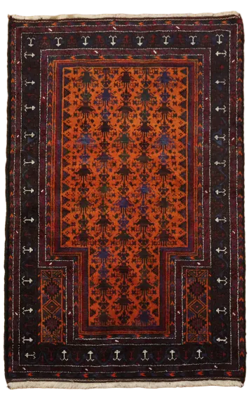 Vintage Balouch Persian Rug 3'x5'