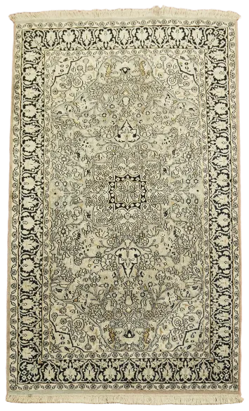 Vintage Kashmir Oriental Silk Rug 3x5