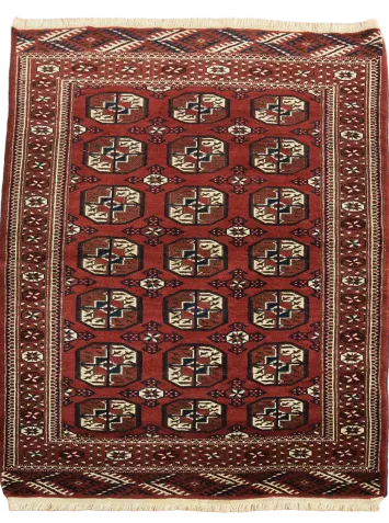 Hand-Knotted Wool Turkoman Persian Rug 3x5