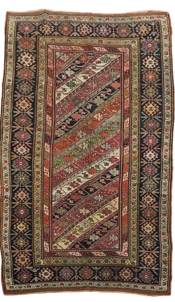 Pre-1900 Antique Kazak Oriental Wool Rug 5x8