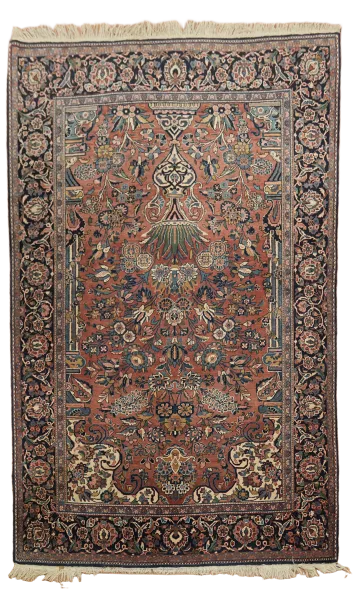 Kashan Persian Floral Wool Rug 4x7