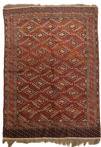 4'x6' Vintage Hand-Knotted Turkoman Persian Area Rug