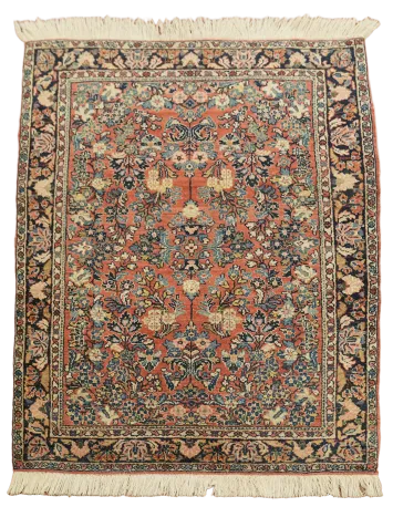 Vintage Hand-Knotted Persian Sarouk Area Rug 4'x5'