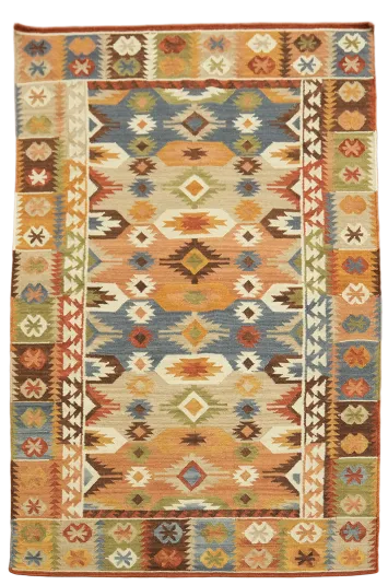 Earthy Hues Meet Traditional Motifs Kilim Tribal Rug 5'x8'