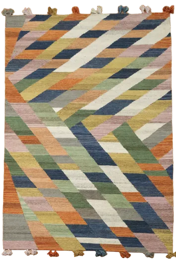 Colorful Zigzag Kilim Rug - Perfect Accent for Modern Interiors 7'x10'