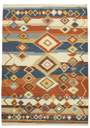 Multicolor Aztec-Inspired Kilim Rug for Artistic Interior Spaces 6'x8'