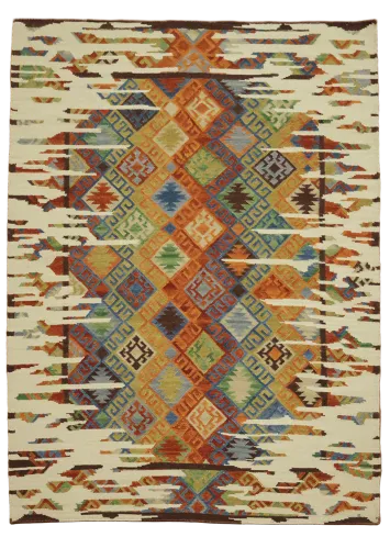 Unique Colorful Kilim Wool Rug for a Bold Home Statement 6'x8'