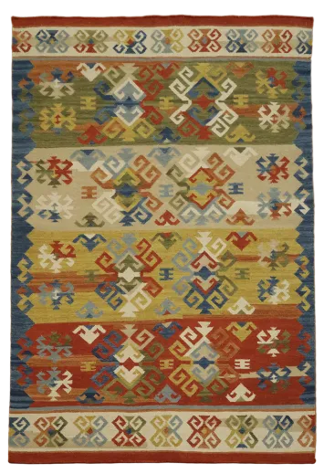 5'x8' Southwest Patterned Kilim Wool Rug in Warm Earthy Shades