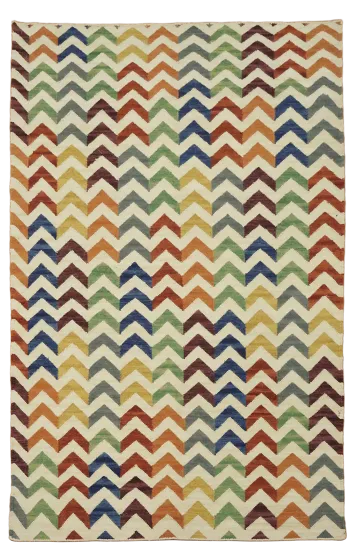 Modern Chevron Pattern Area Rug in Bright Multicolor 5'x8'