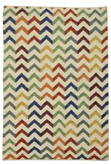 Modern Chevron Pattern Kilim Rug in Multicolor for Chic Rooms 4'x6'
