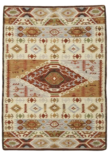 Geometric Southwestern Flat-Woven Kilim Wool Rug 4'x6'