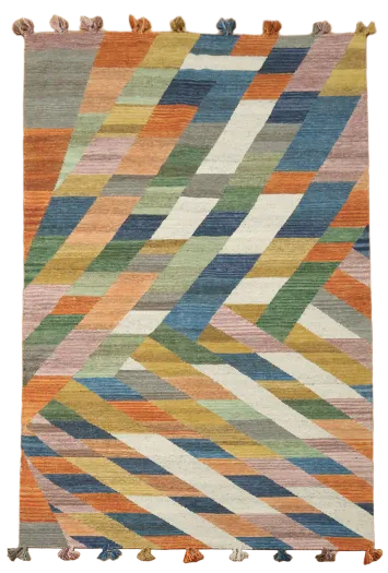 Contemporary Zigzag Design Kilim Flat-Weave Rug 7'x10'