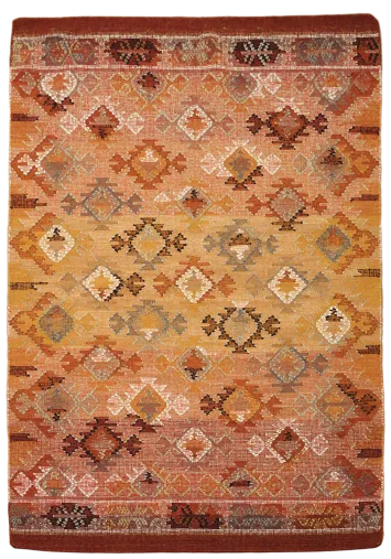 Bohemian Charm with Handwoven Earth-Tone Kilim Rug 5'x7'