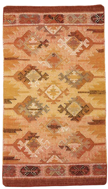 Vintage-Inspired Area Rug with Geometric Patterns and Warm Hues 3x5