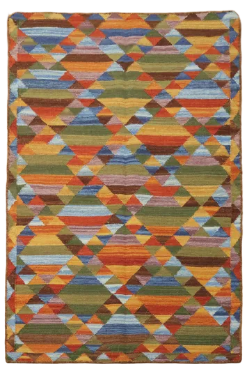 Vibrant Geometric Kilim Rug in a Multi-Color Rug Design 4'x6'