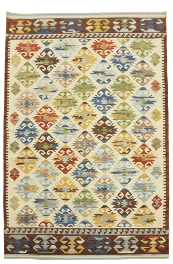 Colorful Tribal-Inspired Kilim Rug Perfect for Boho-Style Homes 5'x8'