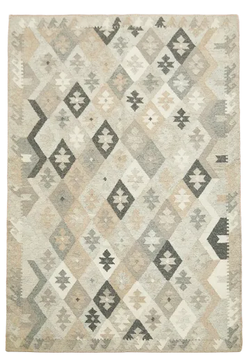 6'x8' Flat-Weave Kilim Earthy Toned Rug with Chic Geometric Patterns