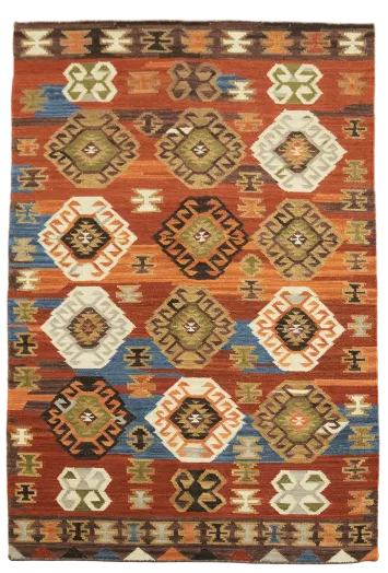 Southwestern Style Rug with Warm Earthy Tones and Bold Design 5'x8'
