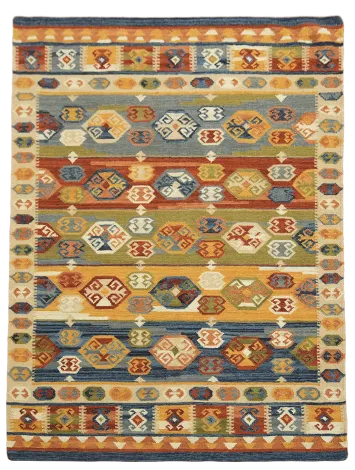 Rustic Multicolor Kilim Carpet for Boho-Chic Living Spaces 6'x8'