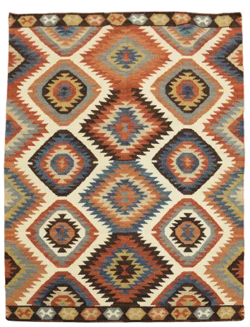 Southwestern Inspired Rug with Colorful Rhombus Patterns 5'x6'