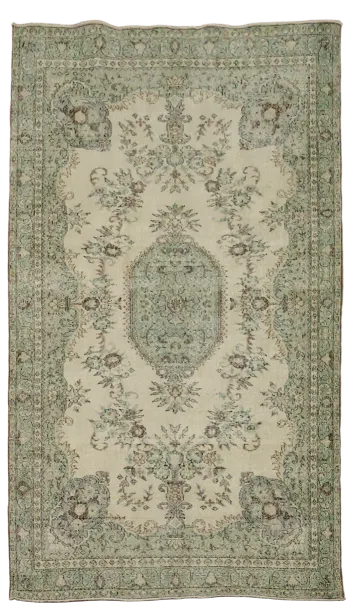 Vintage Floral Anatolian Oriental Wool Rug 5x9