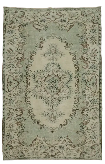 Green Vintage Wool Anatolian Oriental Area Rug 6x9