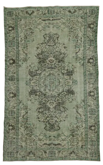 Green Vintage Wool Anatolian Oriental Area Rug 6x10