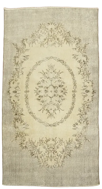 Decorative Distressed Wool Anatolian Oriental Rug 4x7