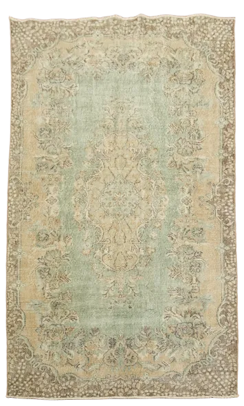 Green Distressed Vintage Anatolian Oriental Area Rug 5x9