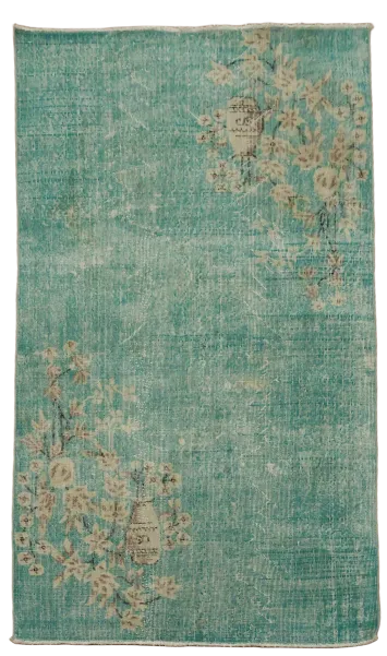Green Vintage Wool Anatolian Oriental Rug 4x6