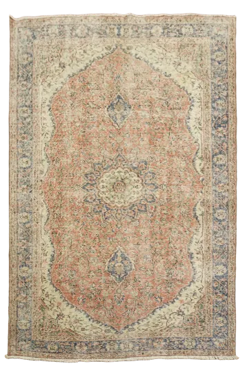 Distressed Anatolian Oriental Wool Area Rug 6x9