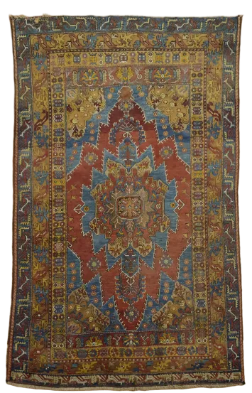 Old Geometric Kazak Oriental Wool Rug 4x6